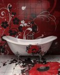 Плитка в ванну с рисунком в виде свисающих цветов