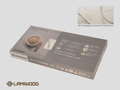 SPC Каменно-полимерная плитка LAMIWOOD "AQUAMARINE"  М-02 Мрамор Примо